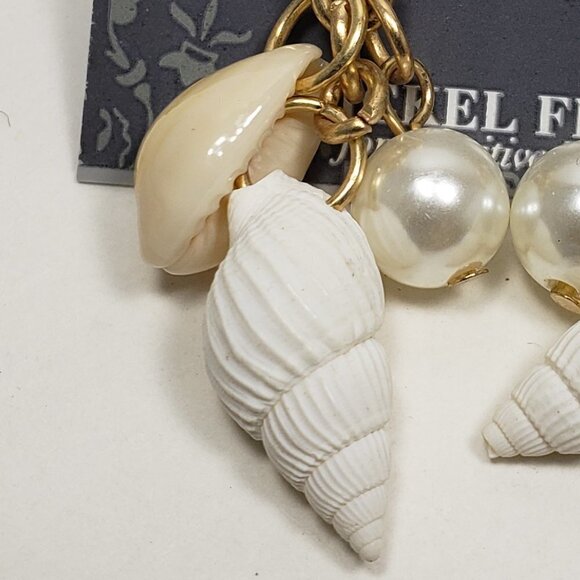 2/$30 Gold Tone Seashell & Beaded Dangle Earrings – 1.75" Women Fashion Jewelry - Picture 6 of 7